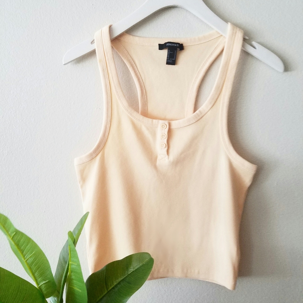 Light Yellow Racerback Crop Tank